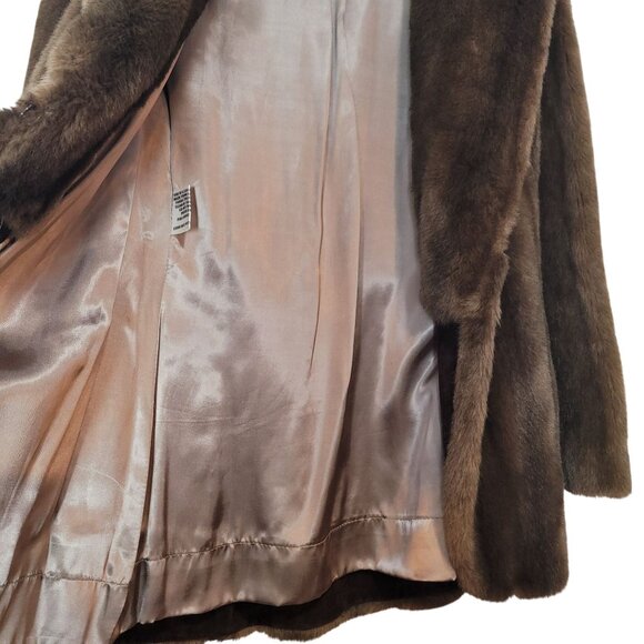 Luxurious Faux Fur & Leather Belted Coat Jacket Made In England - Picture 14 of 16